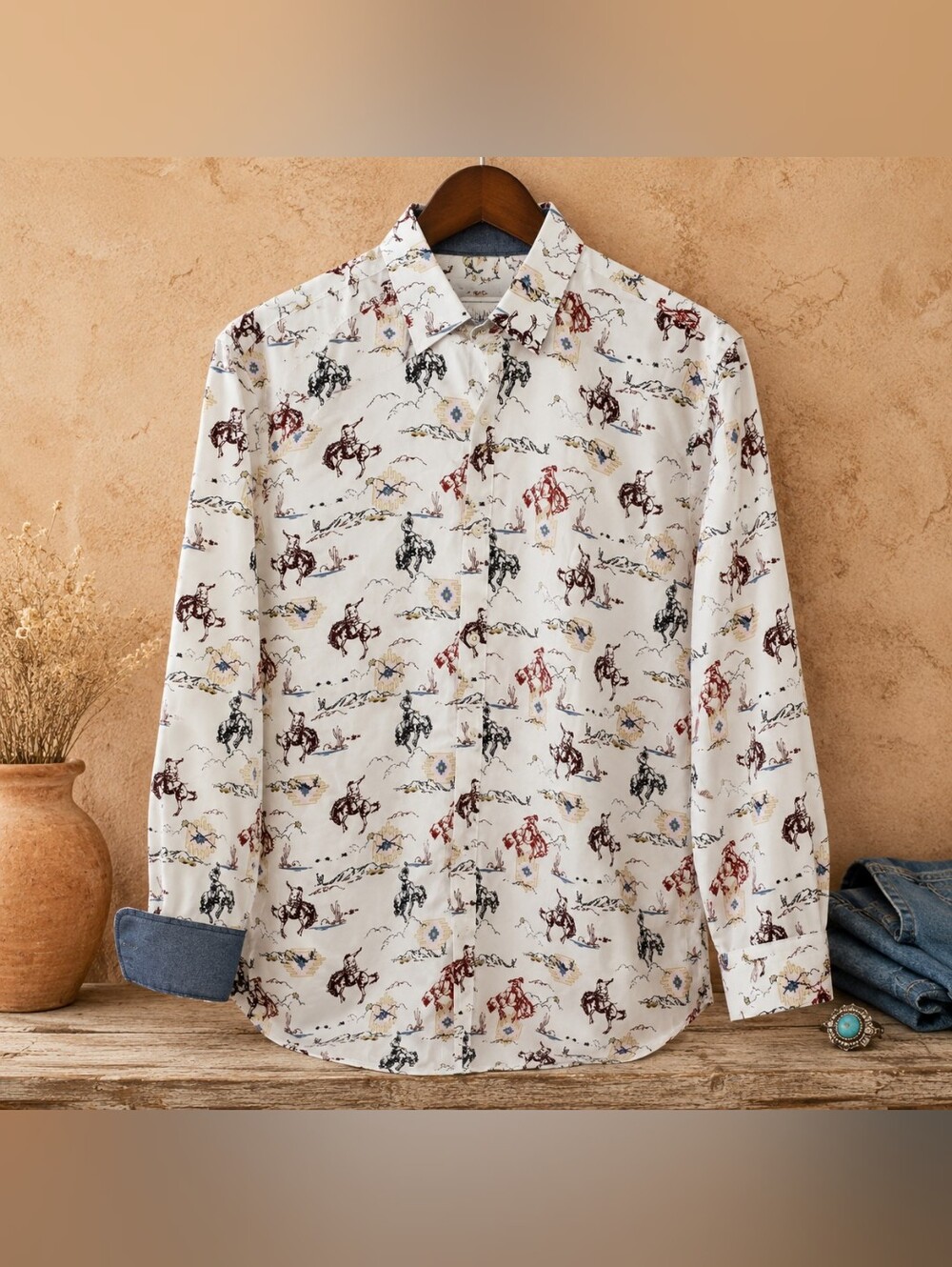 Outlander Craft + Flow Rodeo Cowboy Print Shirt Men’s M